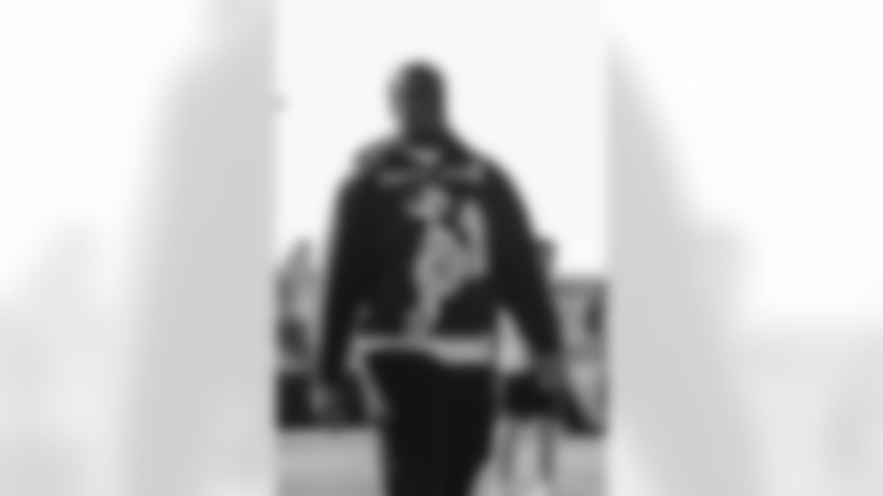 71 OL Warren McClendon Jr. arrives at SoFi Stadium for today's matchup against the Lions