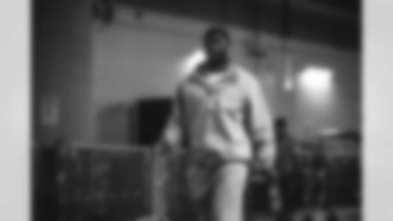 26 S Kamren Kinchens arrives at Mercedes-Benz Stadium for Monday Night Football vs. Falcons