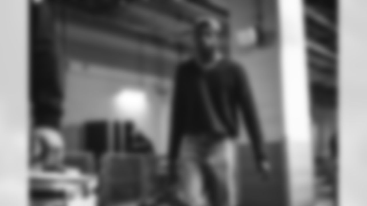 1 CB Emmanuel Forbes Jr. arrives at Mercedes-Benz Stadium for Monday Night Football vs. Falcons