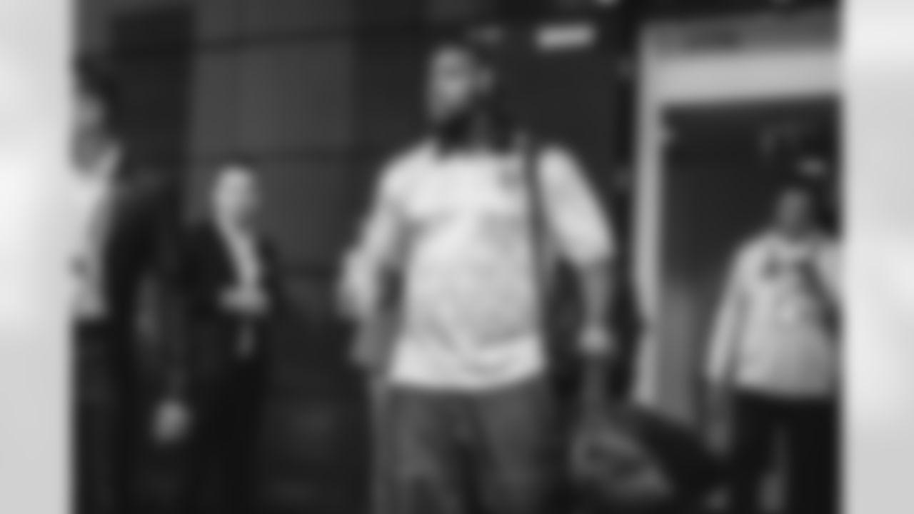 91 DE Kobie Turner arrives at Wembley Stadium for today's Week 7 game against the Jaguars