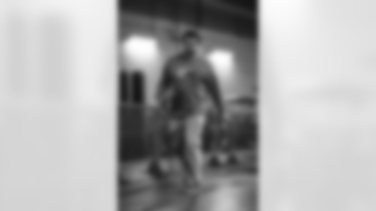 67 OL Justin Dedich arrives at Mercedes-Benz Stadium for Monday Night Football vs. Falcons