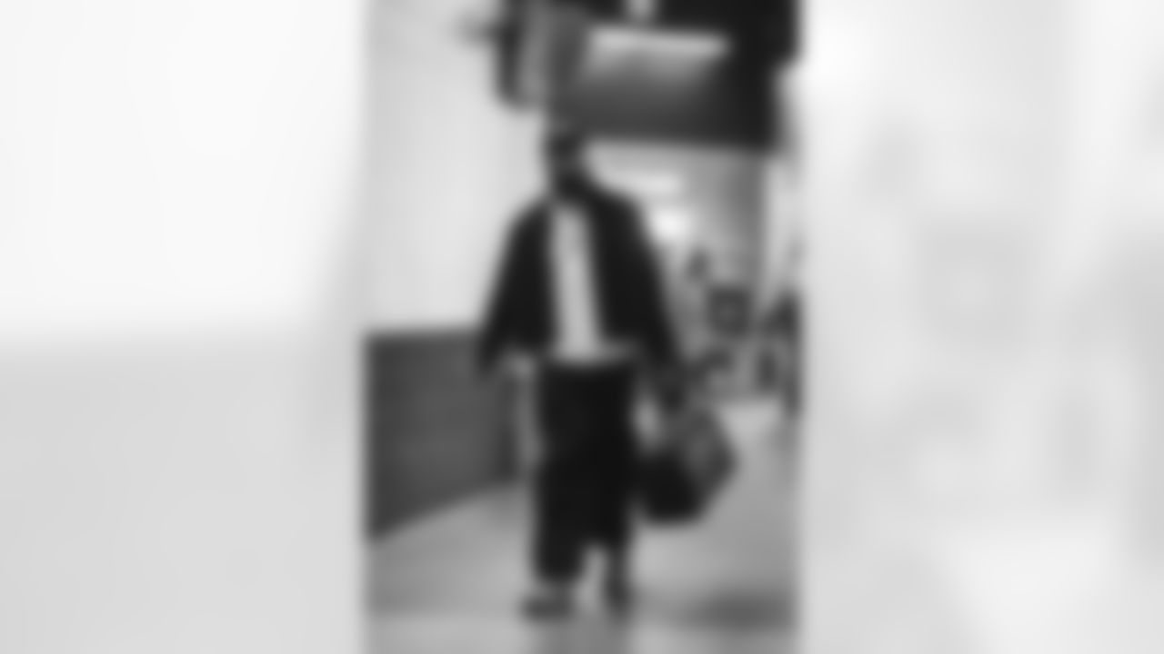 8 OLB Jared Verse arrives at Levi's Stadium for today's matchup against the 49ers