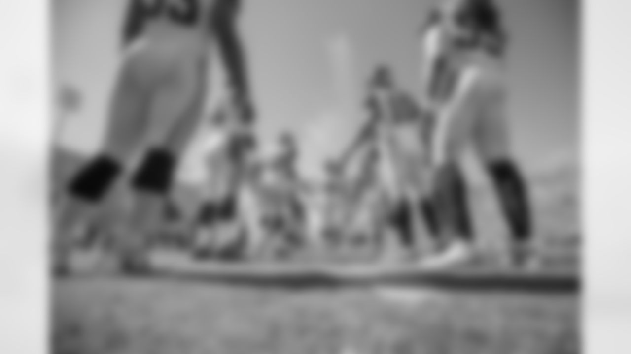 Tackle (79) Rob Havenstein of the Los Angeles Rams runs onto the field during player introductions before the Rams 19-30 loss to the Buffalo Bills in an NFL Week 5 football game at the Los Angeles Memorial Coliseum, Sunday, October 9, 2016, in Los Angeles, CA. (Jeff Lewis/Rams)