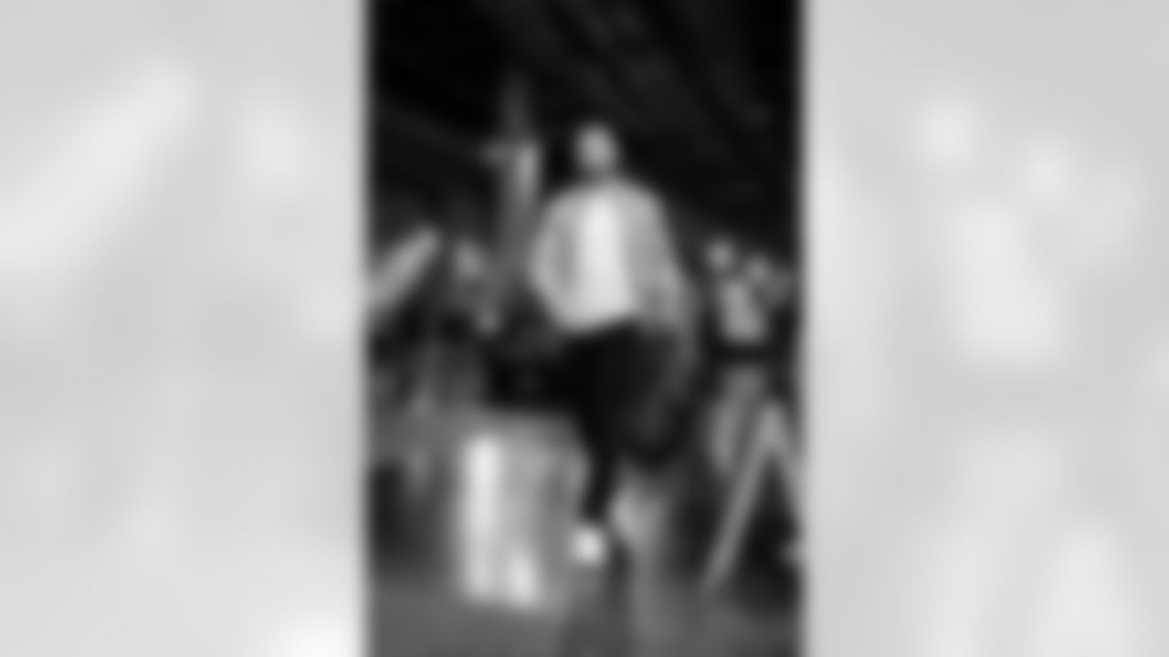 Head coach Sean McVay arrives at SoFi Stadium for today's matchup against the Seahawks