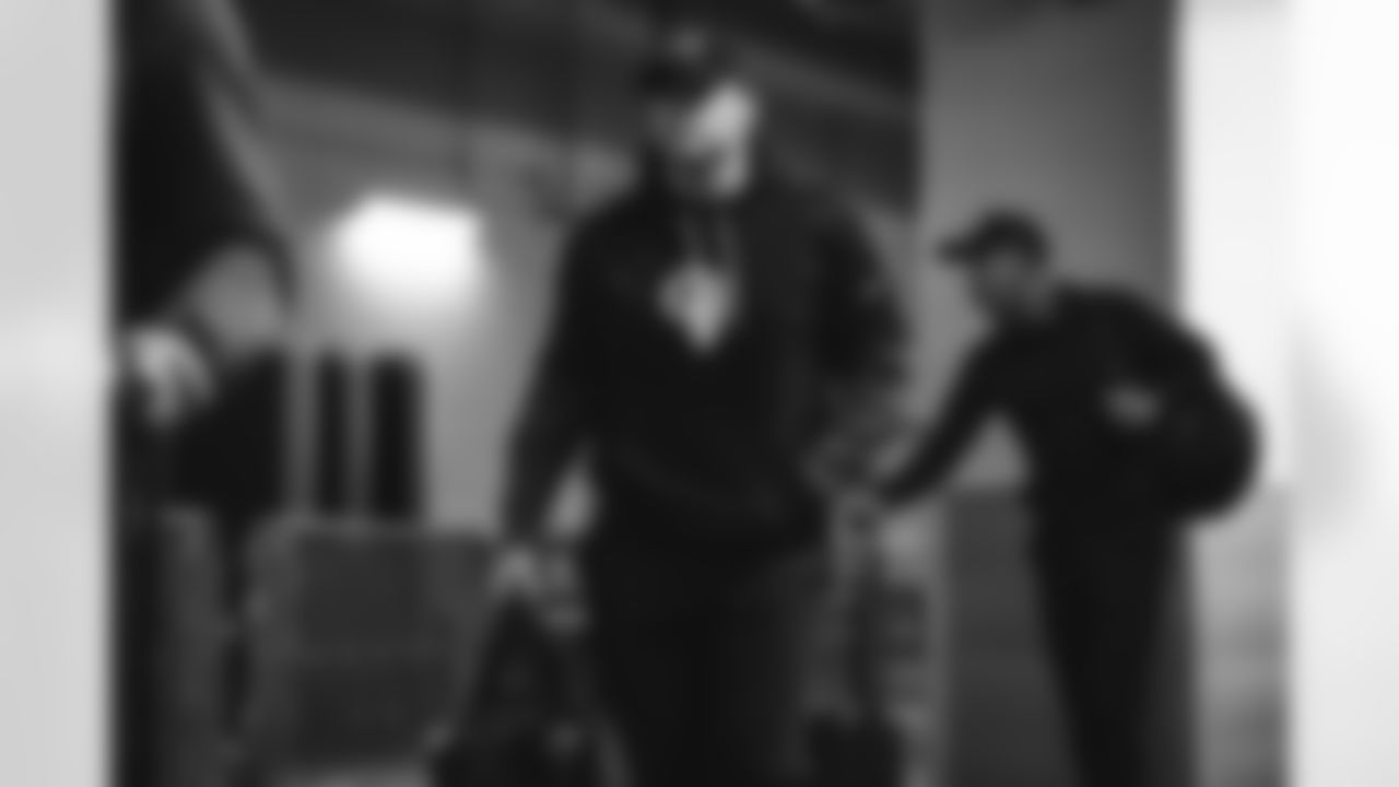 92 K Harrison Mevis arrives at Mercedes-Benz Stadium for Monday Night Football vs. Falcons