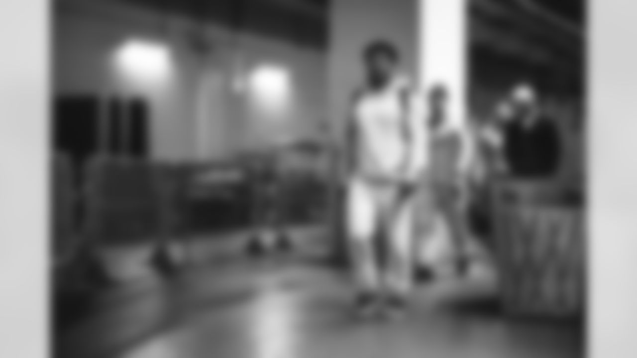 20 RB Ronnie Rivers arrives at Mercedes-Benz Stadium for Monday Night Football vs. Falcons