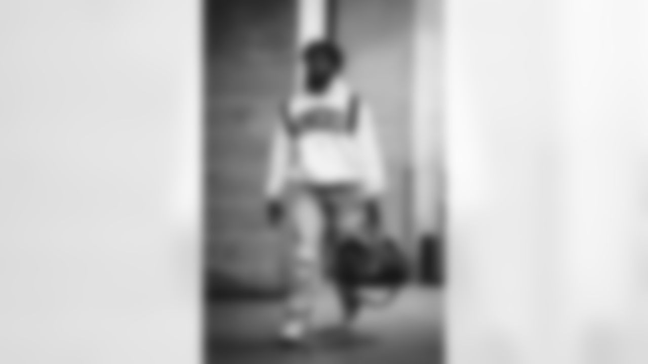 10 OLB Josaiah Stewart arrives at Mercedes-Benz Stadium for Monday Night Football vs. Falcons