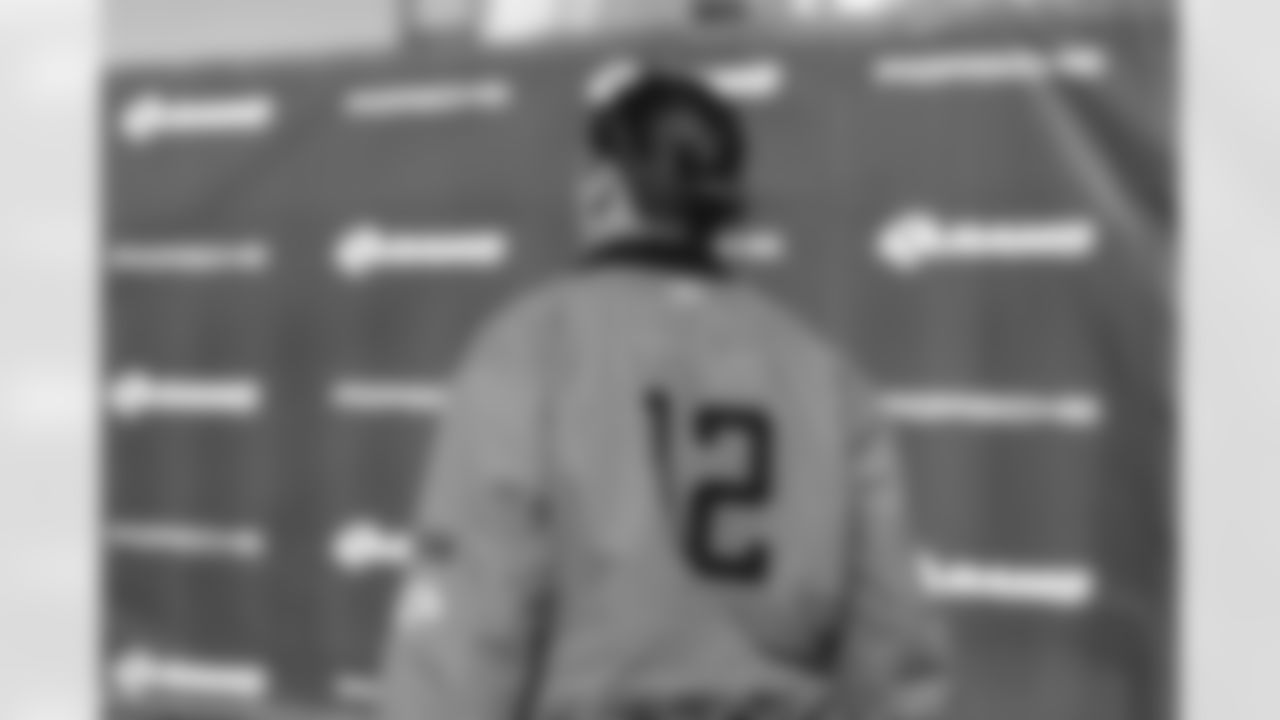 12 WR Puka Nacua arrives at SoFi Stadium for today's matchup against the Lions