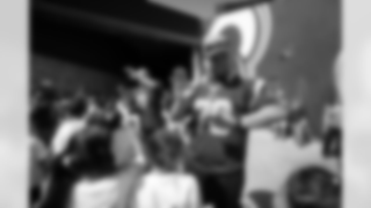 Offensive Tackle (79) of the Los Angeles Rams, Rob Havenstein at the NFL Play 60 Character Camp, Tuesday, September 12th, 2017 at the Los Angeles Memorial Coliseum in Los Angeles, CA.(Rams/Hiro Ueno)