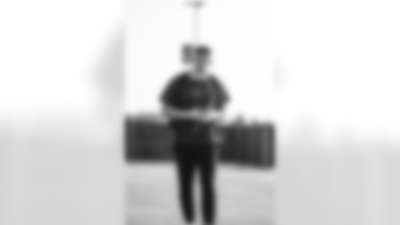 18 TE Terrance Ferguson arrives at SoFi Stadium for today's matchup against the Lions