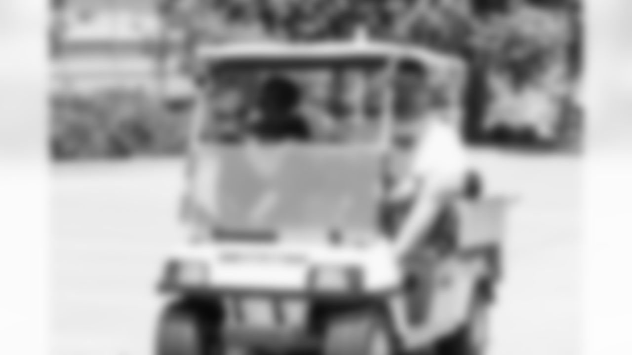 Offensive Guard (79) Rob Havenstein  & Offensive Guard (68) Jamon Brown of the Los Angeles Rams head to practice during Day 4 of Training Camp, Sunday, July 29, 2018, in Irvine, CA. (Will Navarro/Rams)