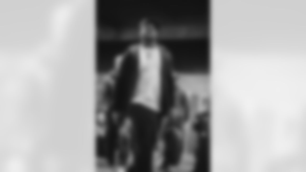 72 OL D.J. Humphries arrives at Lumen Field for Thursday Night Football vs. the Seahawks