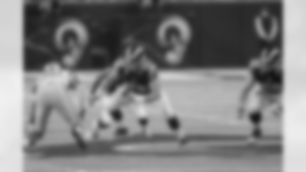 "St. Louis Rams offensive tackle Rob Havenstein during the game against the Detroit Lions. (Photo by Scott Rovak/St. Louis Rams)"