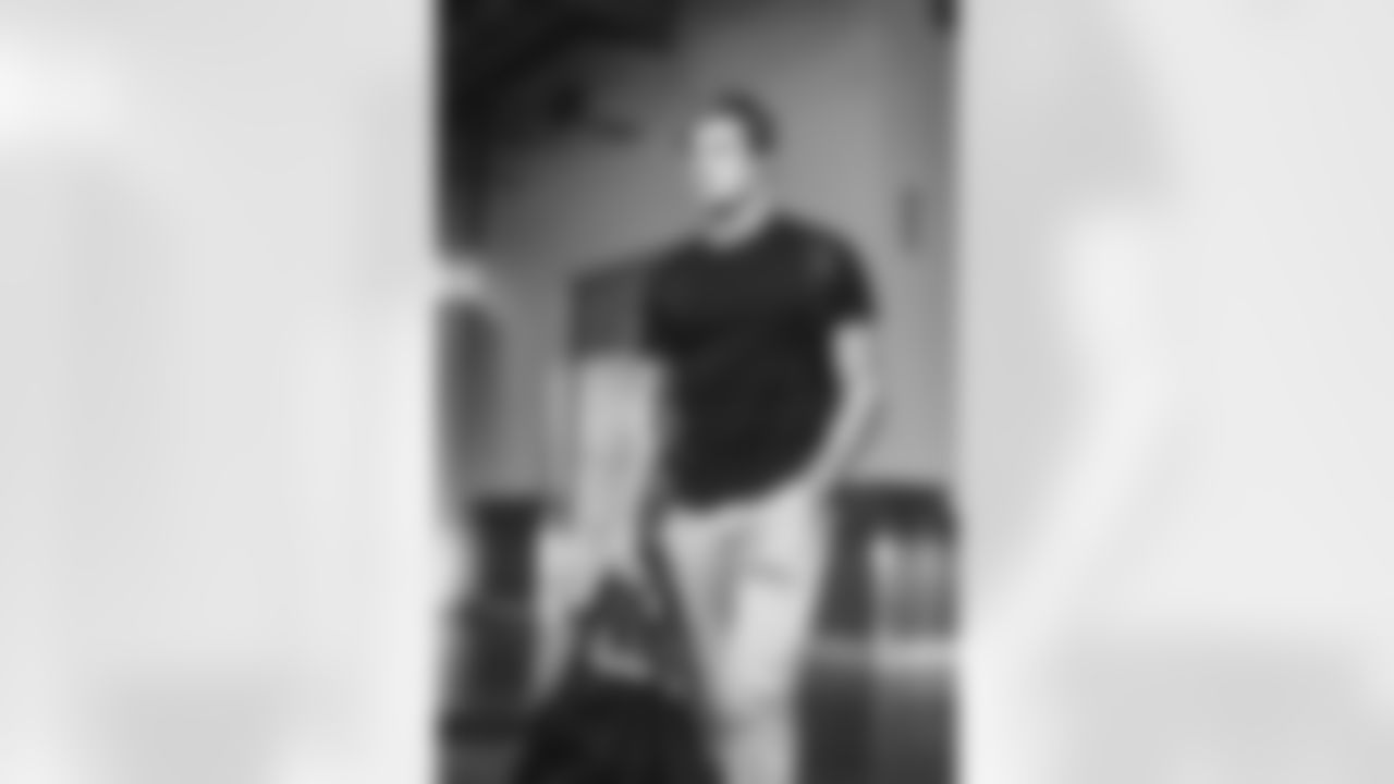 16 K Joshua Karty arrives at SoFi Stadium for today's matchup against the Saints