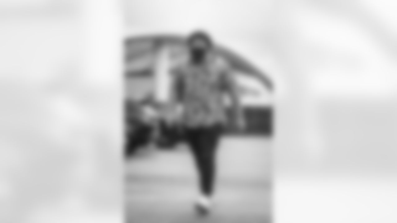 73 OL Steve Avila arrives at SoFi Stadium for today's game vs. the Cardinals