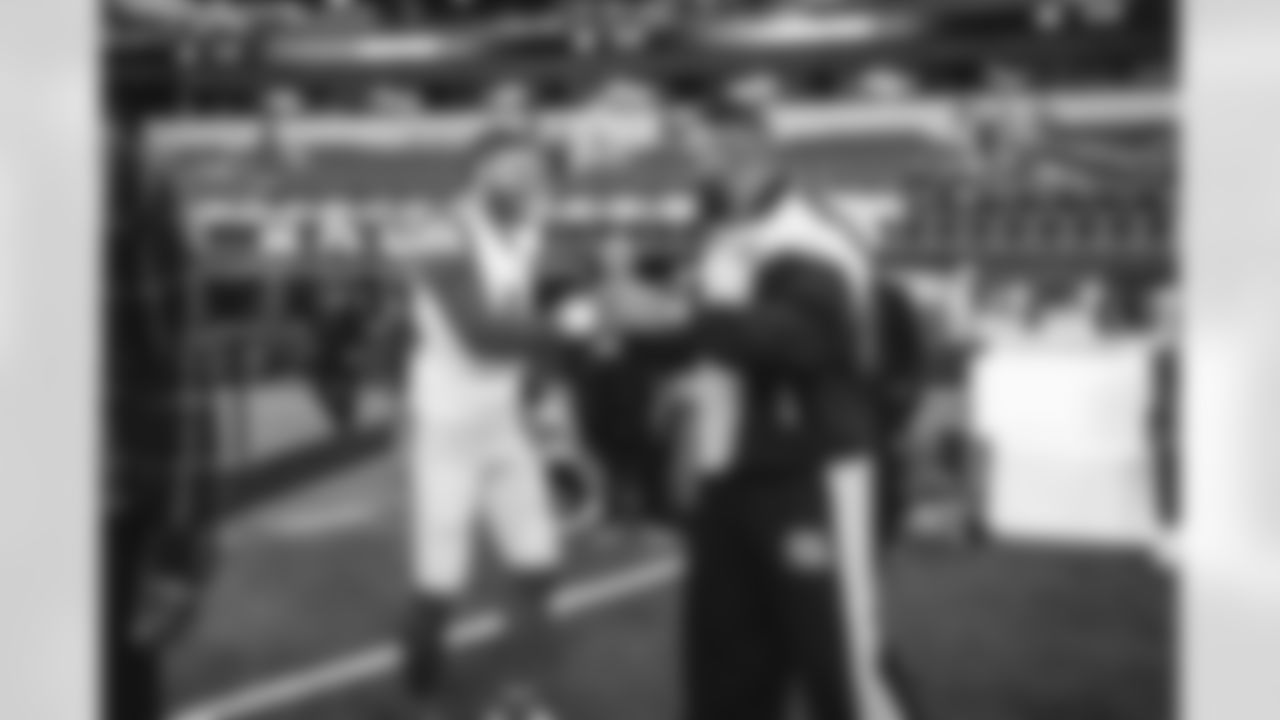 44 LS Jake McQuaide meets up with Aaron Donald pregame ahead of the Rams vs. Buccaneers Week 12 matchup on Sunday Night Football