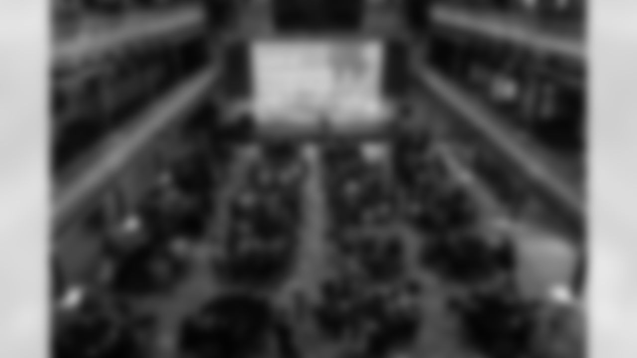 The final meeting of the High School Leadership program hosted by the Baltimore Ravens and T. Rowe Price at the M&T Bank Exchange at the Hippodrome on May 8, 2024.