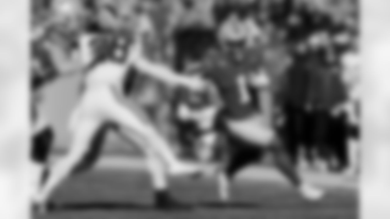9. RB Quinshon Judkins, Ohio State
"Judkins is a powerful, compact runner with outstanding career production. He is very decisive and aggressive on inside runs. He runs low to the ground and hunts the unblocked defender with a thirst for violence. He has a vicious stiff-arm, provided he doesn't simply lower his shoulder and run through the defender. On perimeter runs, he usually looks to square up and get vertical as soon as possible. He isn't as polished in the passing game as Ohio State teammate TreVeyon Henderson, but he's competent as a screen/checkdown option and he's aware in pass protection. He's at his best in the four-minute offense. He closed out the Penn State game with one punishing run after another. Overall, Judkins has areas to improve, but he is a natural runner and he's built to carry a full load as a starter."