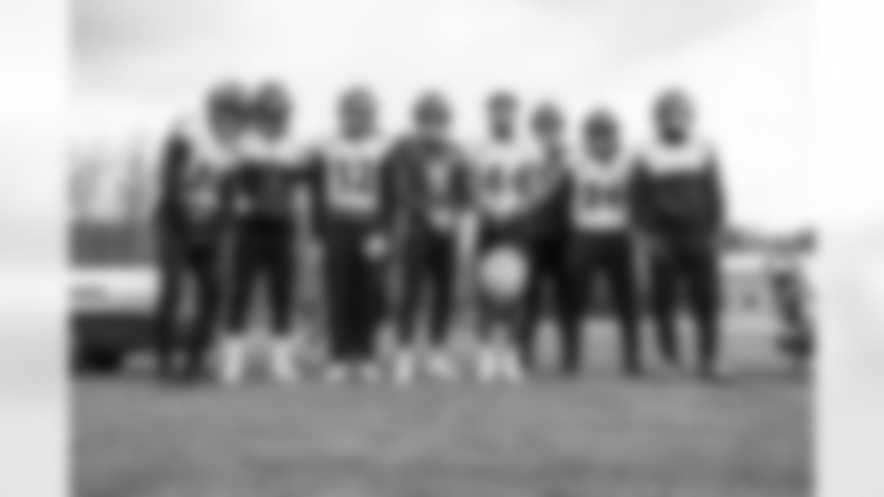 From left: CB Ronald Darby, CB Daryl Worley, S Marcus Williams, K Justin Tucker, CB Marlon Humphrey, LS Tyler Ott, S Geno Stone, DB Brandon Stephens