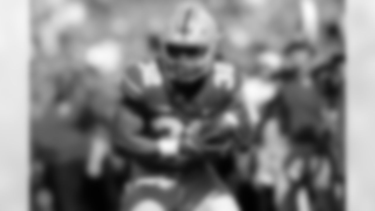 7. RB TreVeyon Henderson, Ohio State
"Henderson is a muscled-up runner with elite speed and versatility. He is patient to the hole before exploding through with high knees. He has long speed to destroy pursuit angles once he gets into the open field. He needs to improve his contact balance, though. Too often, his feet stop when met at or near the line of scrimmage. He has the lower-body strength to power through if he keeps driving his feet. In the passing game, he runs a wide variety of routes with quickness and savvy. He has strong, reliable hands. He's an elite pass protector. He is quick to identify blitzers and attack them. He strains to finish, sometimes well after the ball has been caught down the field. Overall, Henderson is a three-down weapon, brimming with big-play potential."