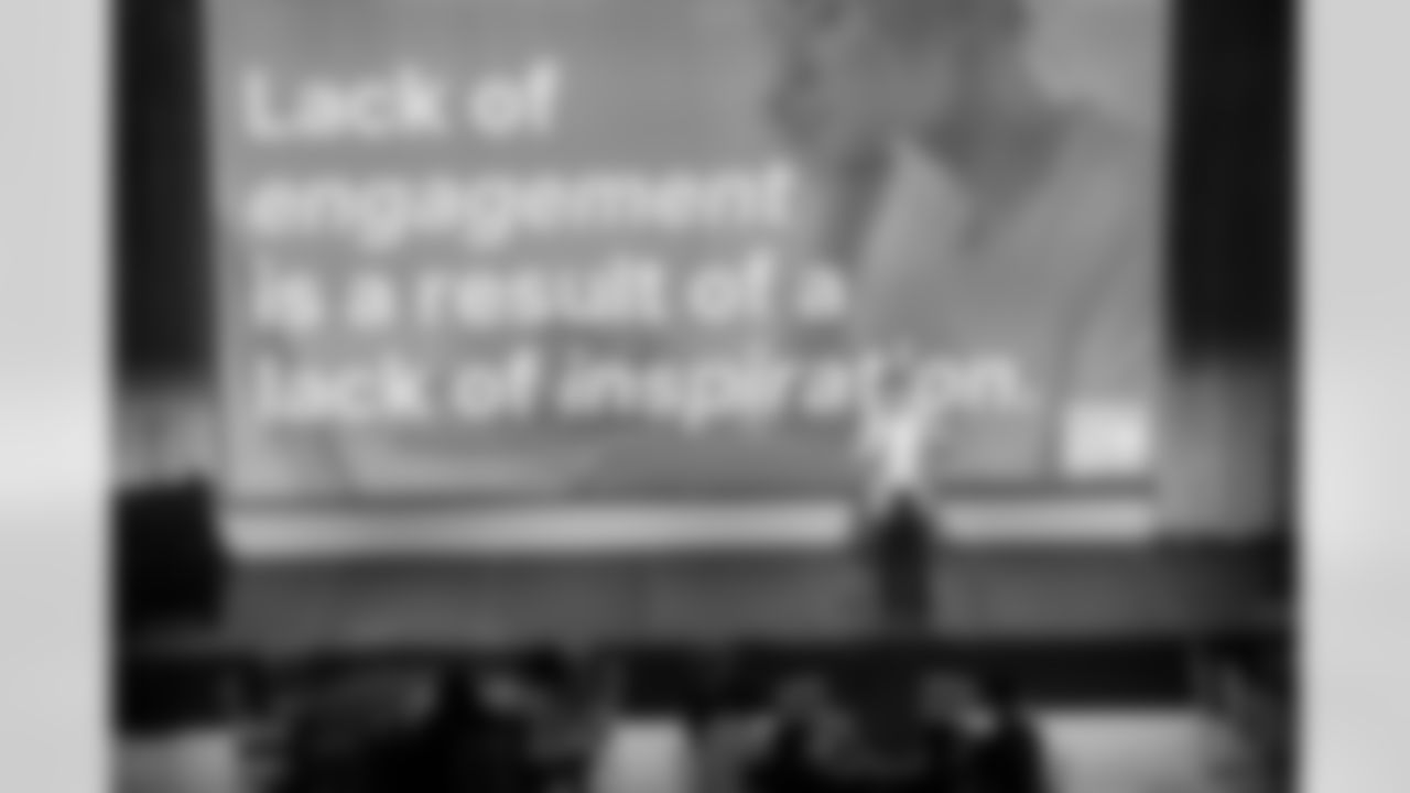 The final meeting of the High School Leadership program hosted by the Baltimore Ravens and T. Rowe Price at the M&T Bank Exchange at the Hippodrome on May 8, 2024.