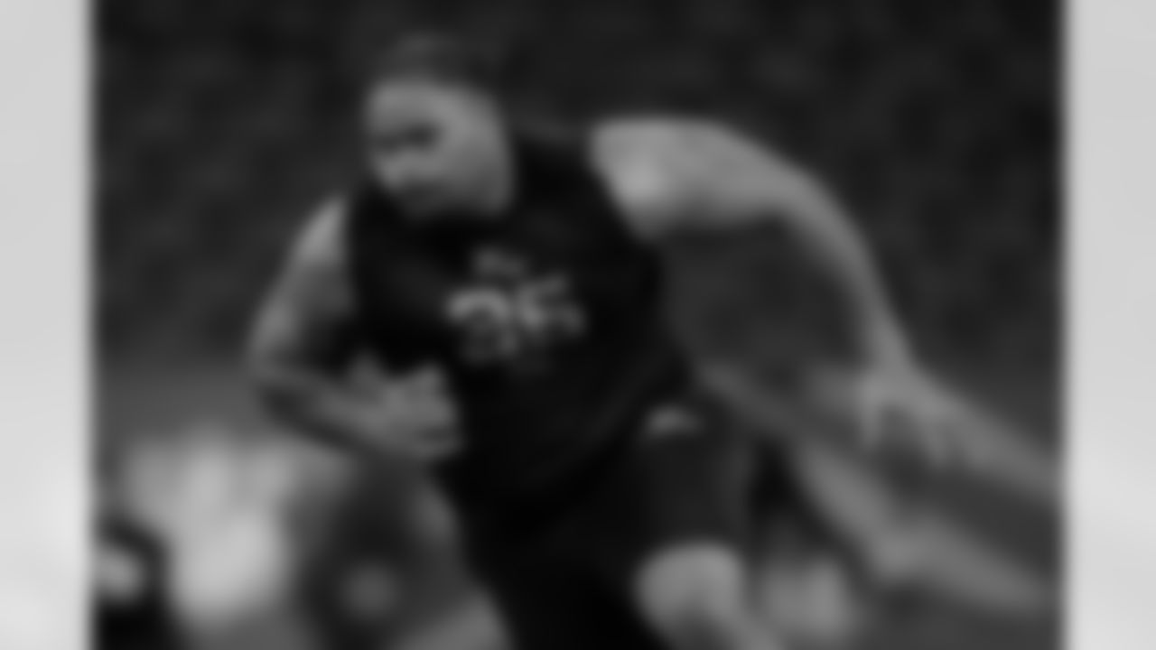 16. IOL Jonah Savaiinaea, Arizona
"Savaiinaea was a massive offensive lineman for Arizona, playing right tackle for the bulk of the last two seasons. I'm projecting him inside to guard at the next level. In pass pro, he plays with a wide base and strong/firm hands. He has some tightness, which limits his ability to sink and bend. However, he is still able to absorb power rushers after giving some ground. His issues redirecting at tackle should be mitigated with a move inside. In the run game, he can wash defenders down the line and he's quick to the second level. Overall, Savaiinaea is a starting-caliber guard right now and there will be more upside as he continues to develop."