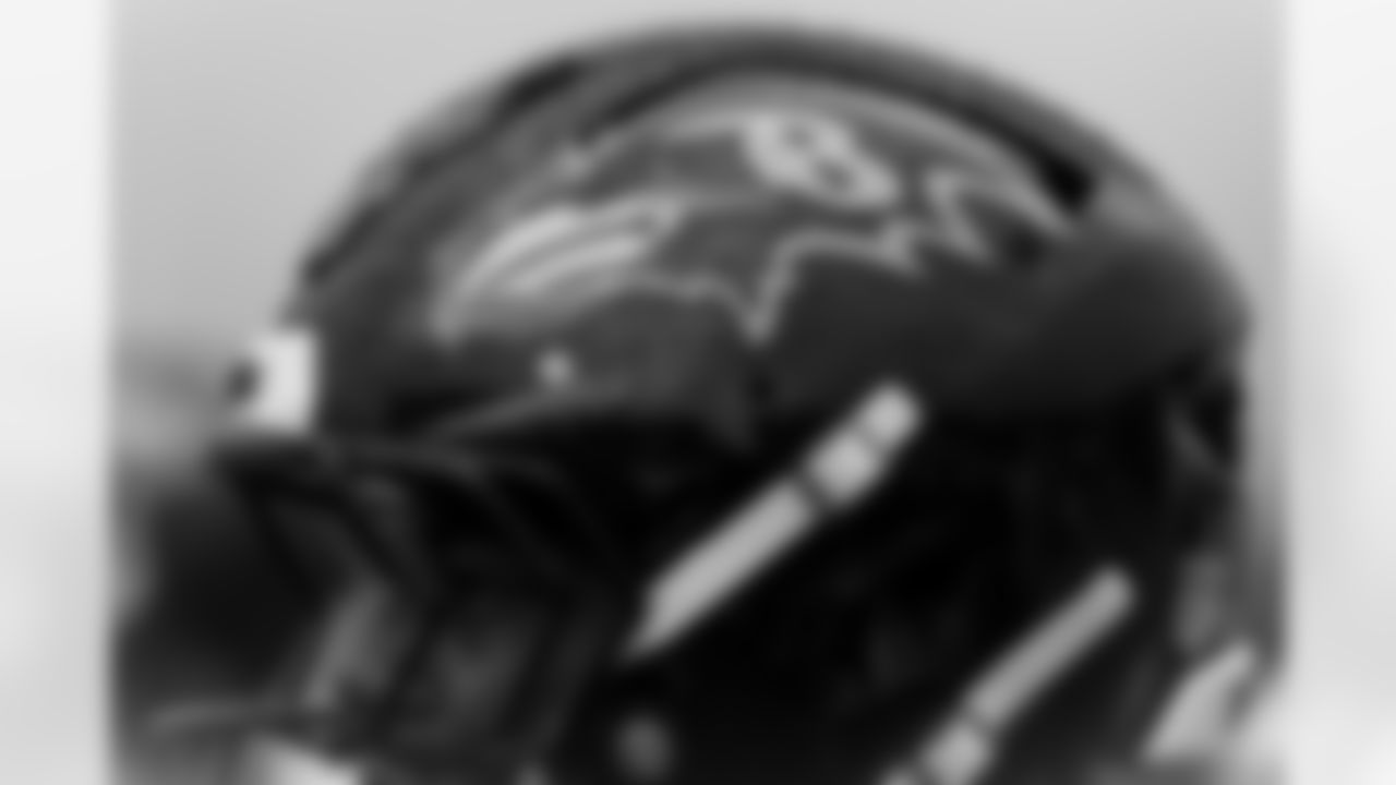 Ravens helmet in the rain