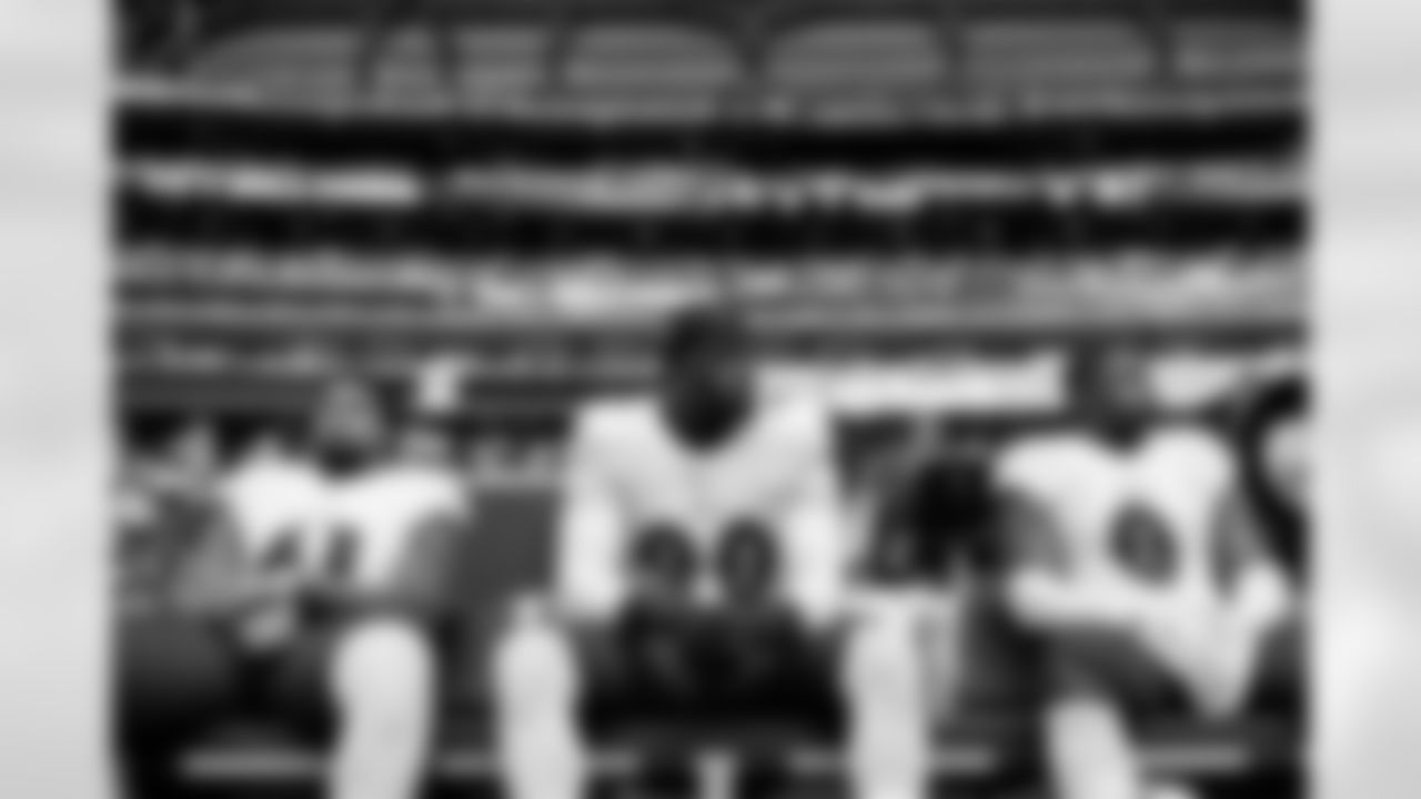 OLB Dre'Mont Jones (left), OLB David Ojabo (middle), & ILB Roquan Smith (right)