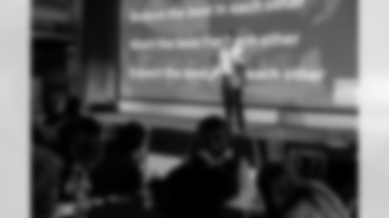 The final meeting of the High School Leadership program hosted by the Baltimore Ravens and T. Rowe Price at the M&T Bank Exchange at the Hippodrome on May 8, 2024.