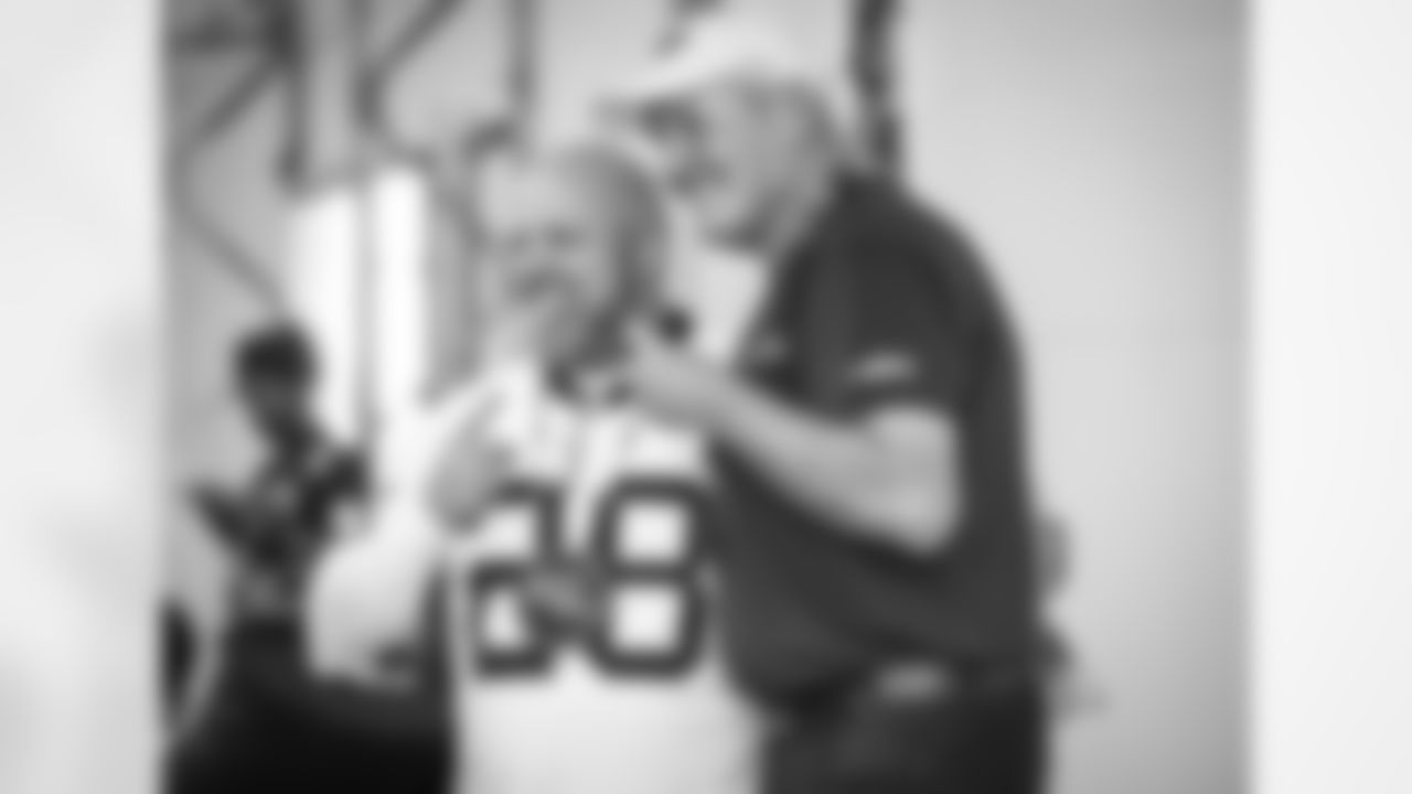 Washington Legend Mark Rypien interacting with fans in the USO tent before the Carolina Panthers vs Washington Commanders game at Northwest Stadium in Landover, MD on October 20th 2024. (Alyssa Howell/Washington Commanders)