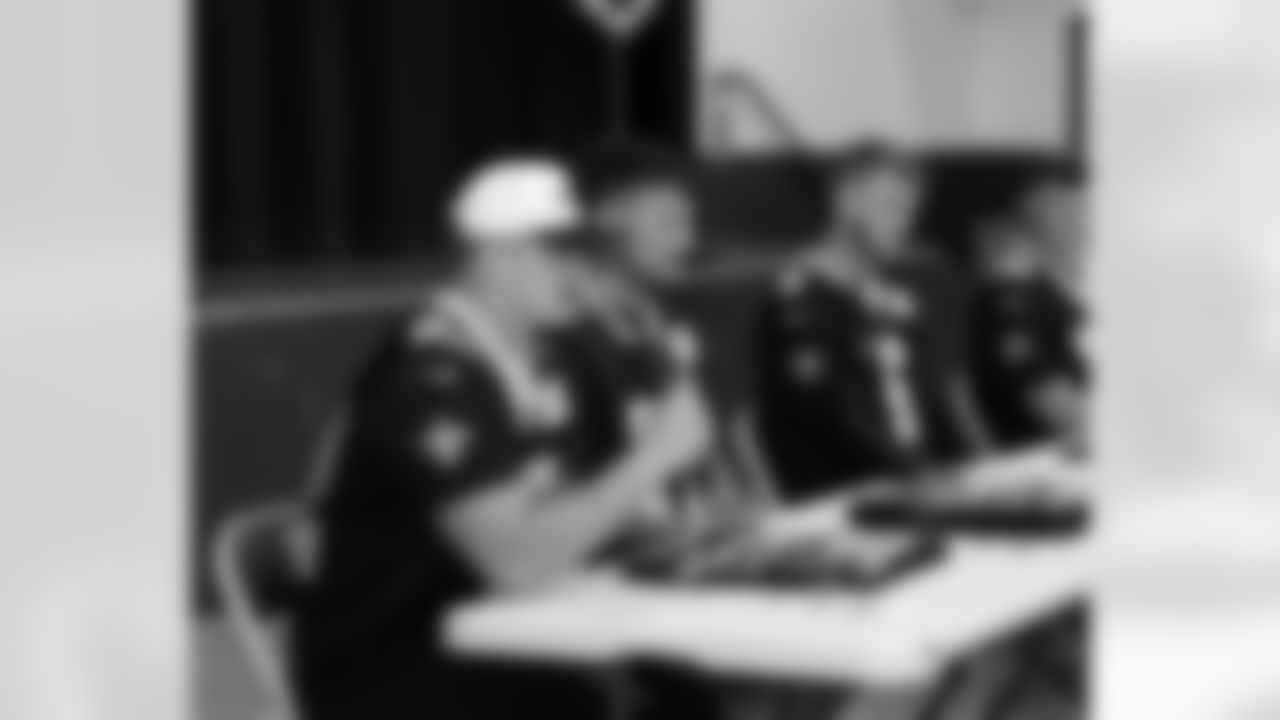 New Orleans Saints players Tyler Shough, Dillon Radunz, Treyton Welch, Will Clapp, and Erik McCoy visited St. Pius Elementary, spending the afternoon answering student questions and signing autographs on Tuesday, Nov. 18, 2025.