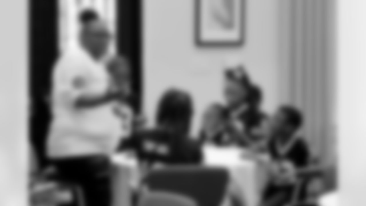 New Orleans Saints safety Johnathan Abram and his Johnathan's Journey For Better Foundation surprised a dozen families with turkeys and Thanksgiving sides at Columbia Parc's community clubhouse in New Orleans on Tuesday, Nov. 21, 2023.