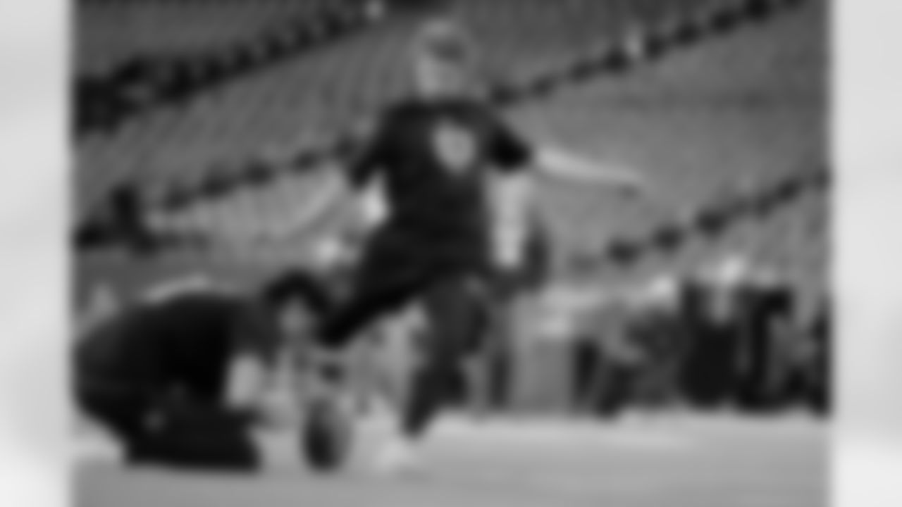 Florida kicker Trey Smack (03) participates in a drill at the NFL football scouting combine, Wednesday, Feb. 25, 2026, in Indianapolis.