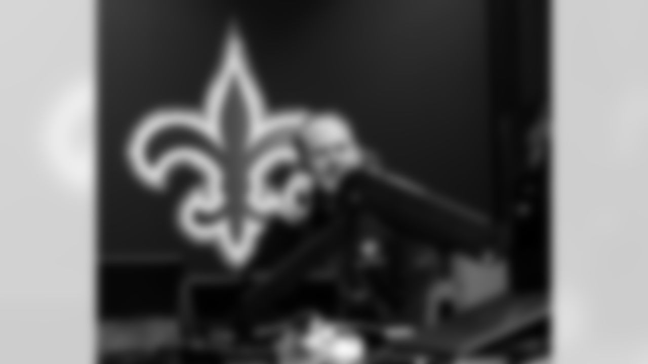 Behind-the-scenes photos from the Ochsner Sports Performance Center inside the New Orleans Saints' draft room during the second and third round of the 2025 NFL Draft.