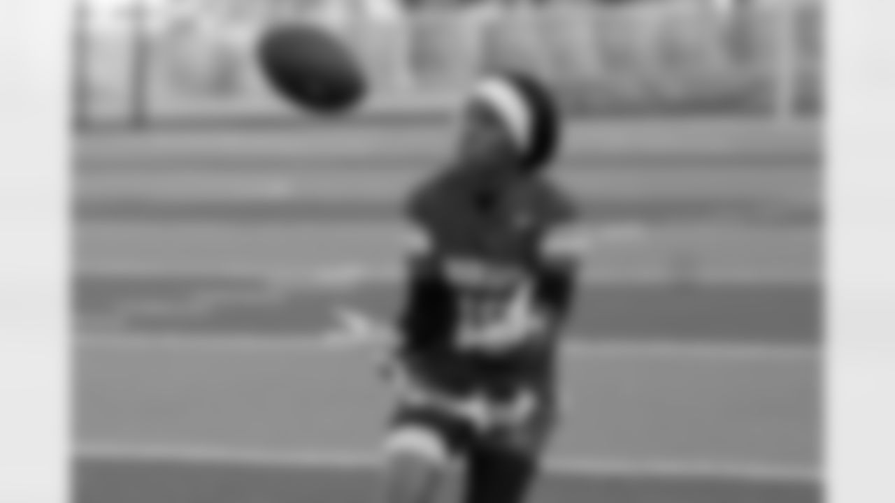 New Orleans Saints cornerback Rico Payton threw the coin toss to kickoff Day 1 of Week 4 games as Louisiana Flag Football teams competed during the 2025 Saints Girls High School Flag Football season on Monday, April 14, 2025.