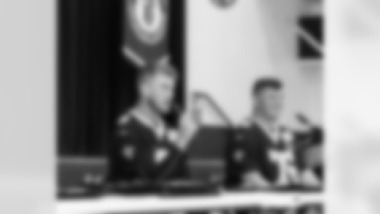 New Orleans Saints players Tyler Shough, Dillon Radunz, Treyton Welch, Will Clapp, and Erik McCoy visited St. Pius Elementary, spending the afternoon answering student questions and signing autographs on Tuesday, Nov. 18, 2025.