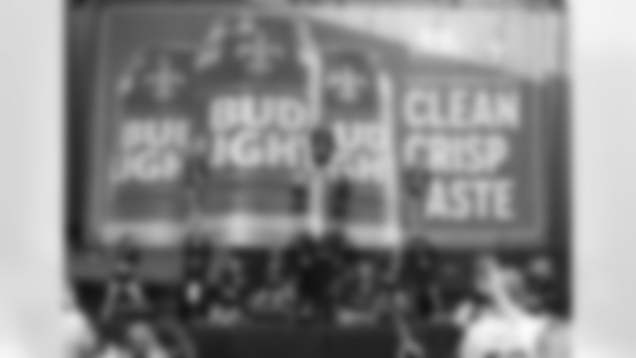 New Orleans Saints fans enjoyed the Week 16 entertainment in Champions Square ahead of the game against the New York Jets during the 2025 NFL season on Dec. 21, 2025.