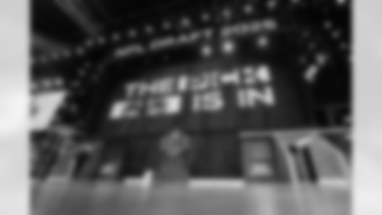 A general view of the stage after the New Orleans Saints "Pick is In" during the 2025 NFL Draft on Thursday, April 24, 2025 in Green Bay, Wisconsin.