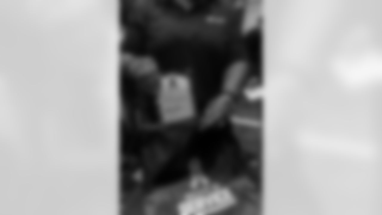 New Orleans Saints owner Gayle Benson and legend Pat Swilling joined volunteers from Entergy and the American Red Cross to assemble care packages for military members as part of the NFL's Salute to Service month on Tuesday, Nov. 11, 2025.