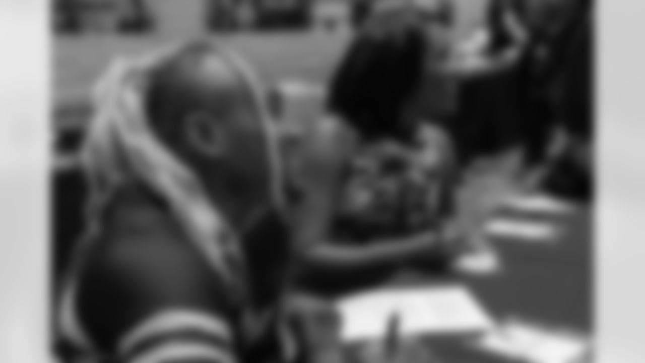 New Orleans Saints owner Gayle Benson and legend Pat Swilling joined volunteers from Entergy and the American Red Cross to assemble care packages for military members as part of the NFL's Salute to Service month on Tuesday, Nov. 11, 2025.