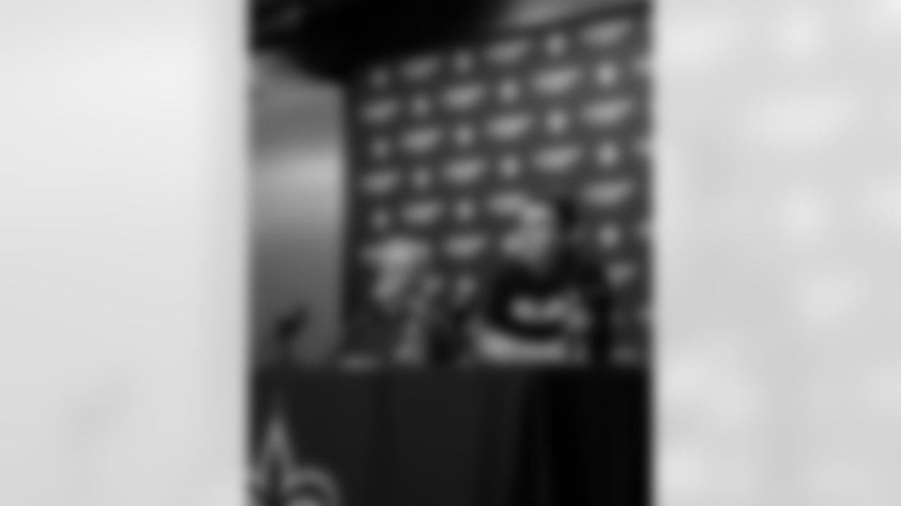 New Orleans Saints Executive Vice President/General Manager Mickey Loomis and head coach Kellen Moore speak with the media following the Saints 2025 NFL season on Jan. 7, 2026.