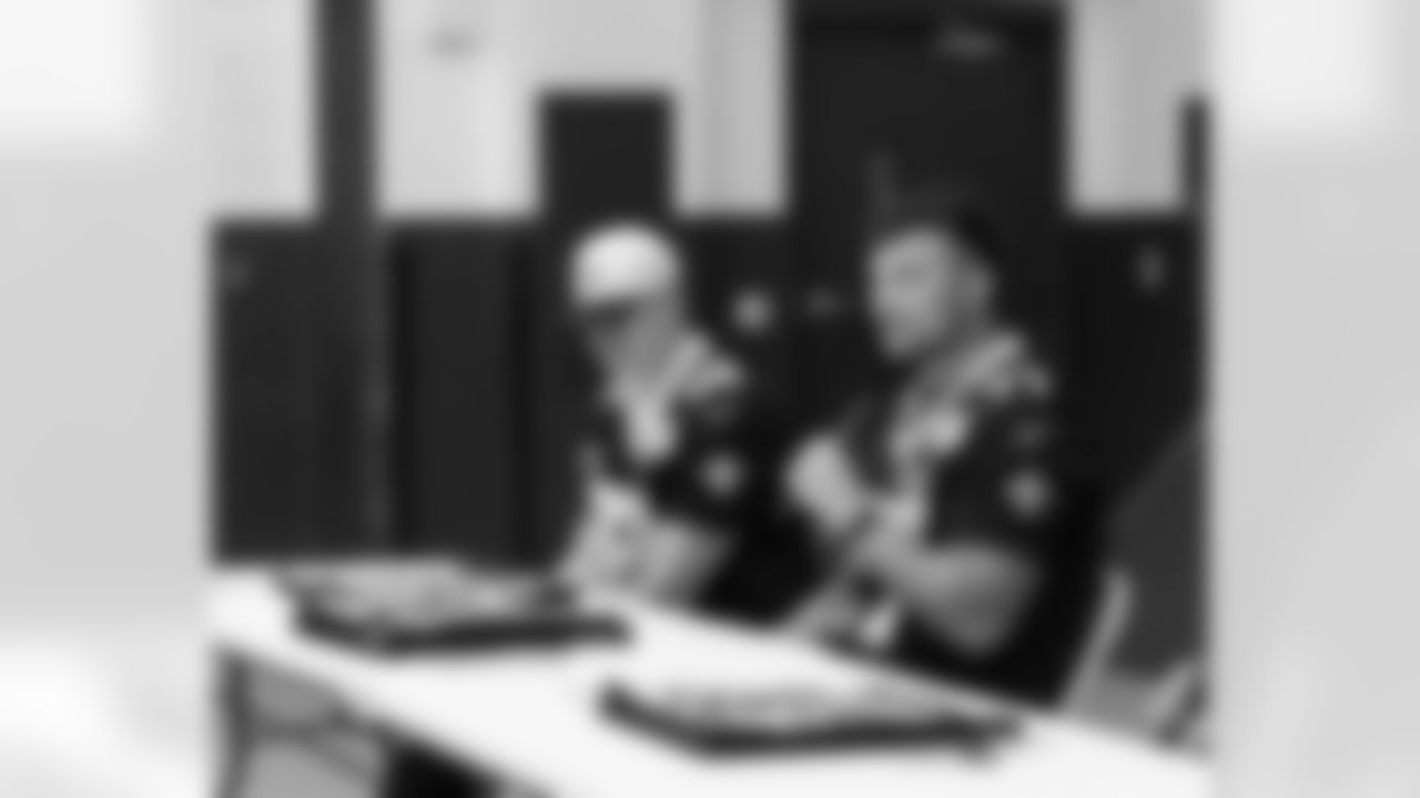 New Orleans Saints players Tyler Shough, Dillon Radunz, Treyton Welch, Will Clapp, and Erik McCoy visited St. Pius Elementary, spending the afternoon answering student questions and signing autographs on Tuesday, Nov. 18, 2025.