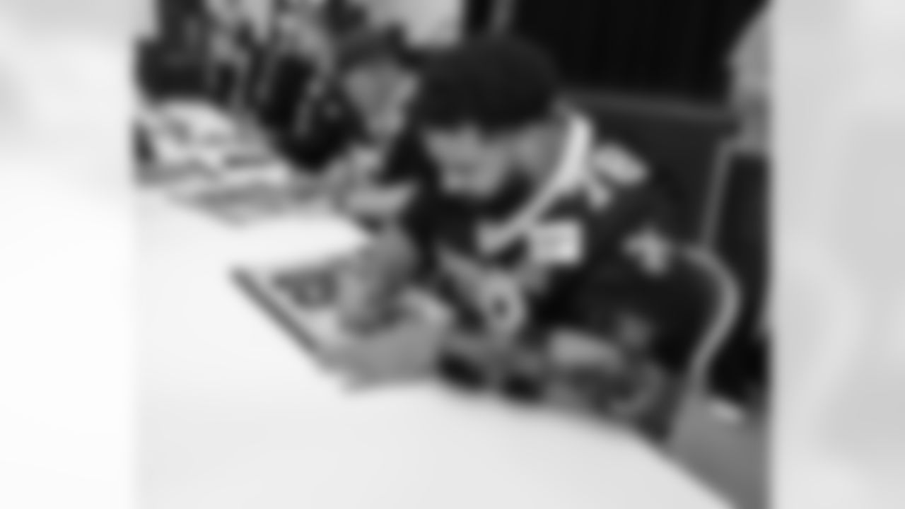 New Orleans Saints players Tyler Shough, Dillon Radunz, Treyton Welch, Will Clapp, and Erik McCoy visited St. Pius Elementary, spending the afternoon answering student questions and signing autographs on Tuesday, Nov. 18, 2025.