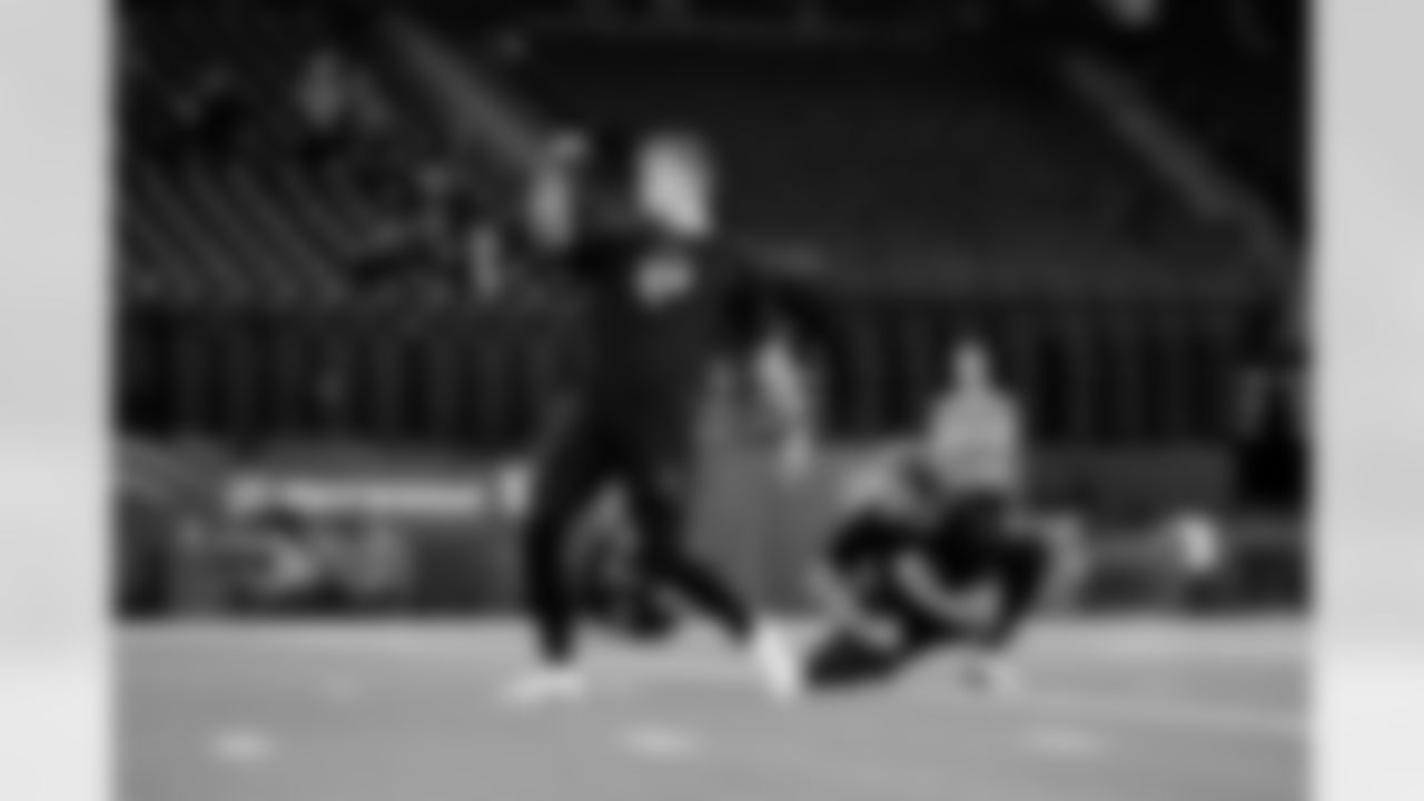 Iowa kicker Drew Stevens (04) participates in a drill at the NFL football scouting combine, Wednesday, Feb. 25, 2026, in Indianapolis.