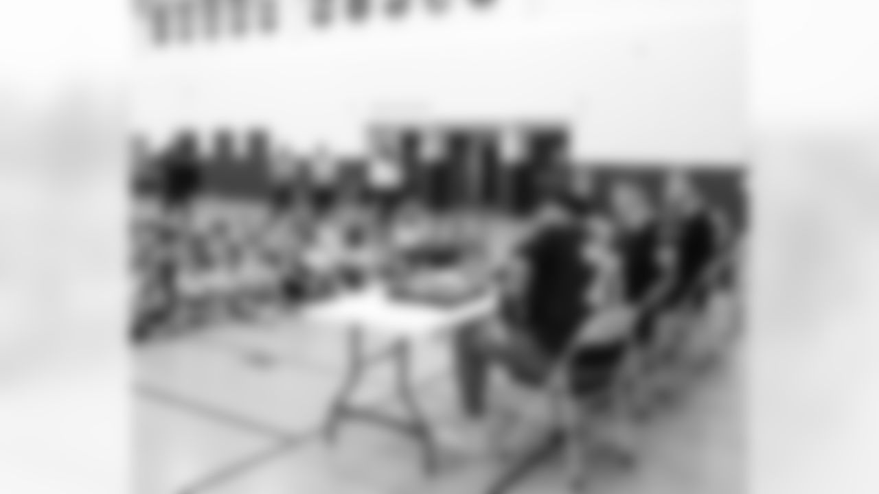 New Orleans Saints players Tyler Shough, Dillon Radunz, Treyton Welch, Will Clapp, and Erik McCoy visited St. Pius Elementary, spending the afternoon answering student questions and signing autographs on Tuesday, Nov. 18, 2025.