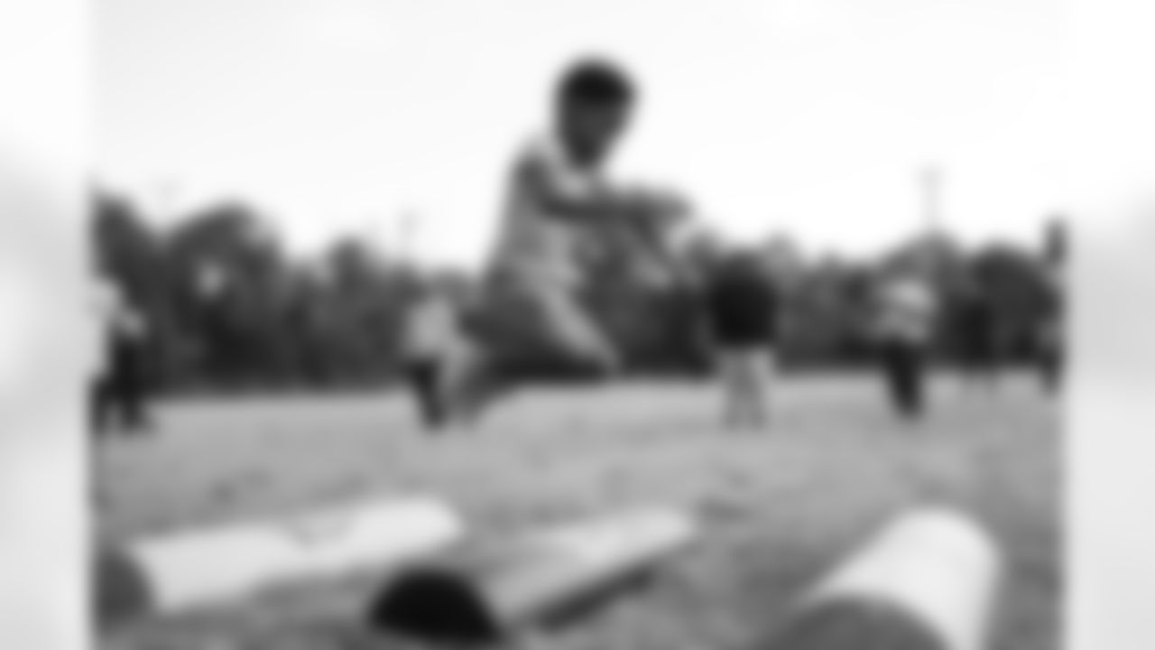 The New Orleans Saints hosted a youth football camp at Bayou Manchac Park in Baton Rouge on Tuesday, June 11, 2024. Campers learned both offensive and defensive drills that they can use to help develop their skills.
