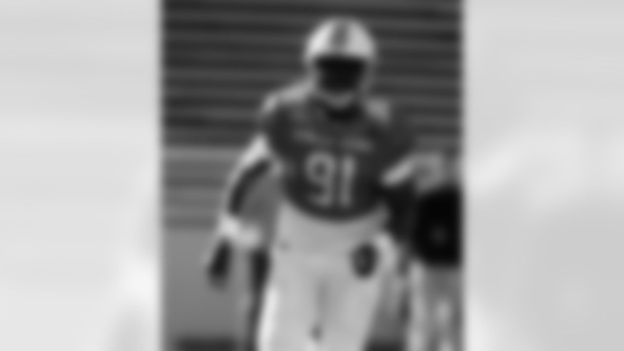 South defensive end Carl Granderson of Wyoming (91) during practice for Saturday's Senior Bowl college football game, Thursday, Jan. 24, 2019, in Mobile, Ala.