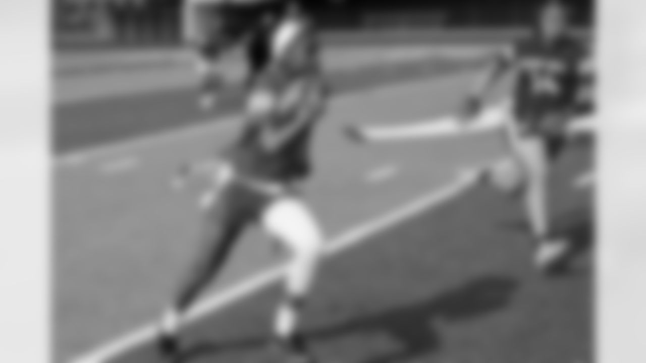 New Orleans Saints cornerback Rico Payton threw the coin toss to kickoff Day 1 of Week 4 games as Louisiana Flag Football teams competed during the 2025 Saints Girls High School Flag Football season on Monday, April 14, 2025.