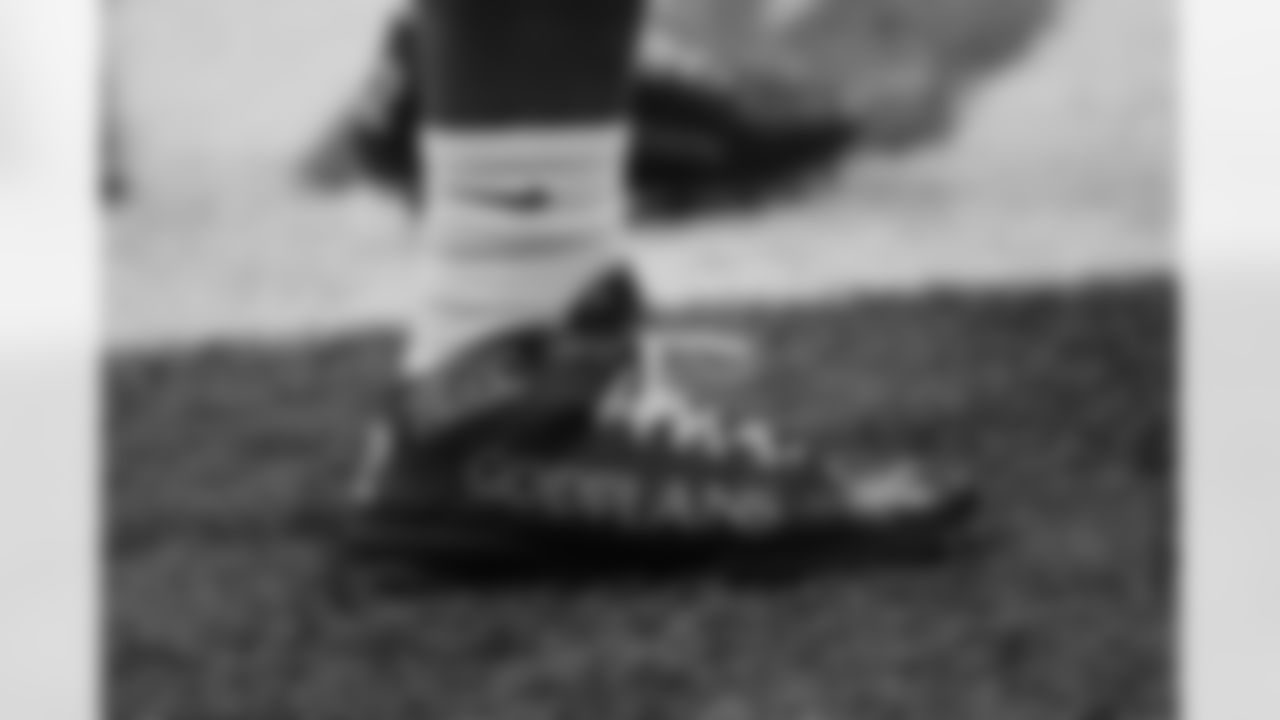 The New Orleans Saints players wear their 'My Cause, My Cleats' shoes ahead of the Saints game against the Atlanta Falcons in Week 12 of the 2025 NFL season in the Caesars Superdome on Nov. 23, 2025.