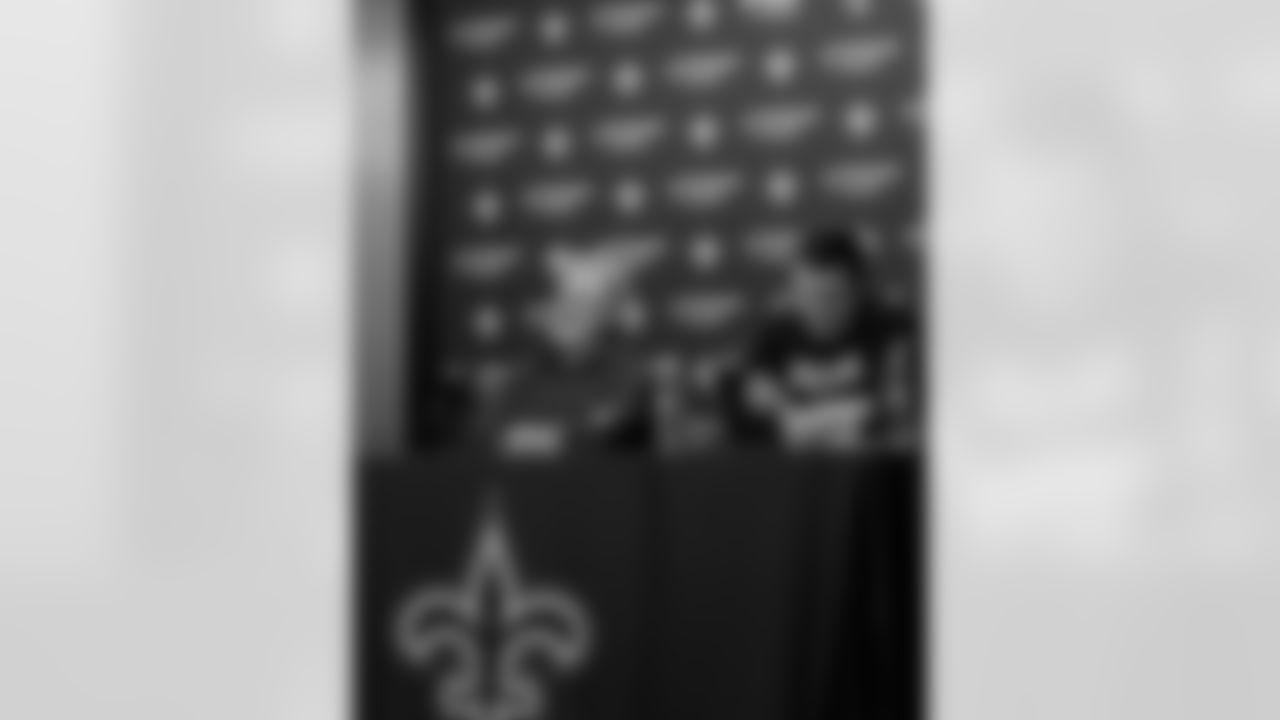 New Orleans Saints Executive Vice President/General Manager Mickey Loomis and head coach Kellen Moore speak with the media following the Saints 2025 NFL season on Jan. 7, 2026.